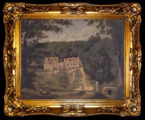 framed  Jean Baptiste Camille  Corot Les maisons Cabassud (mk11), ta009-2